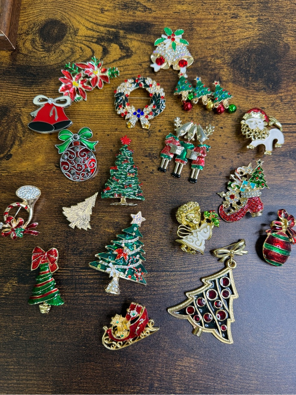 Vintage Red and Green Christmas Brooch Lot - Vintage Holiday Pins